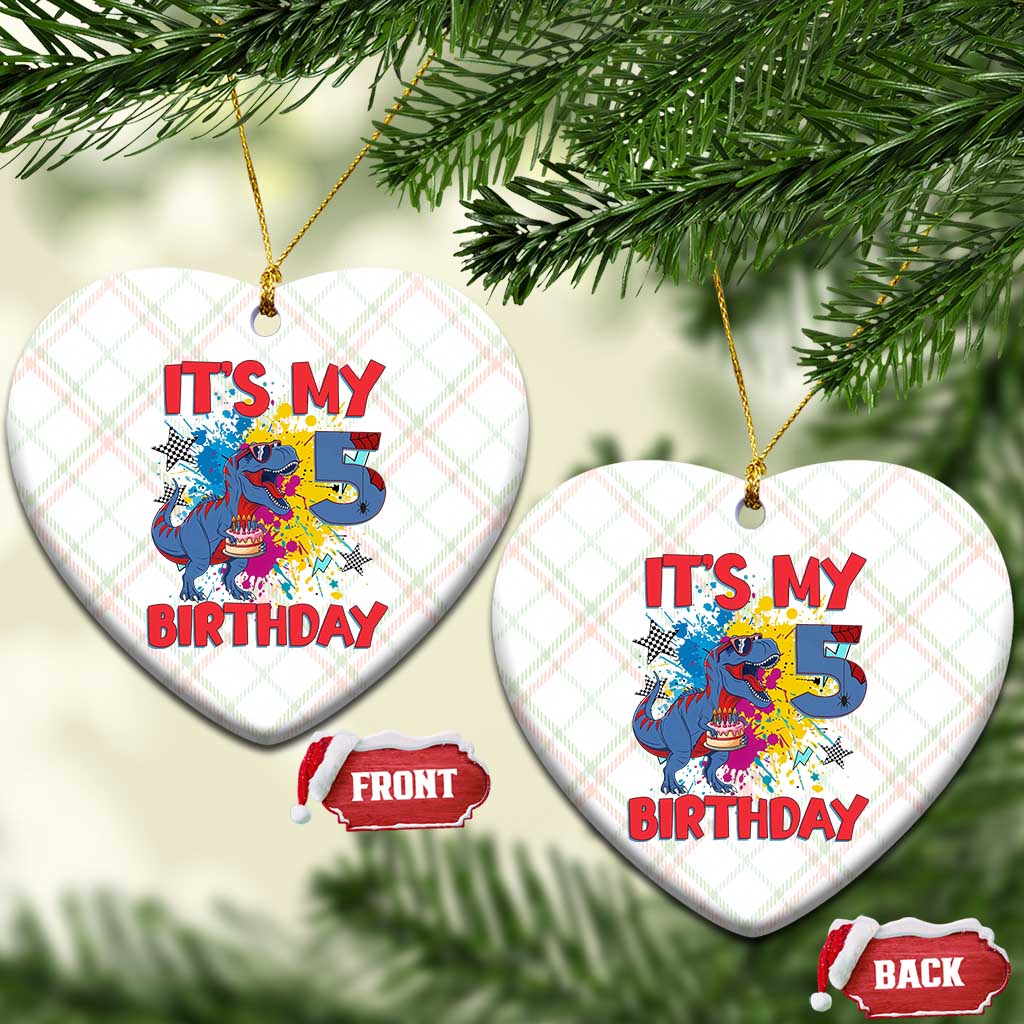 Dino Spider Its My 5th Birthday Ceramic Ornament Dinosaur Gift For Boys TS12 Print Your Wear