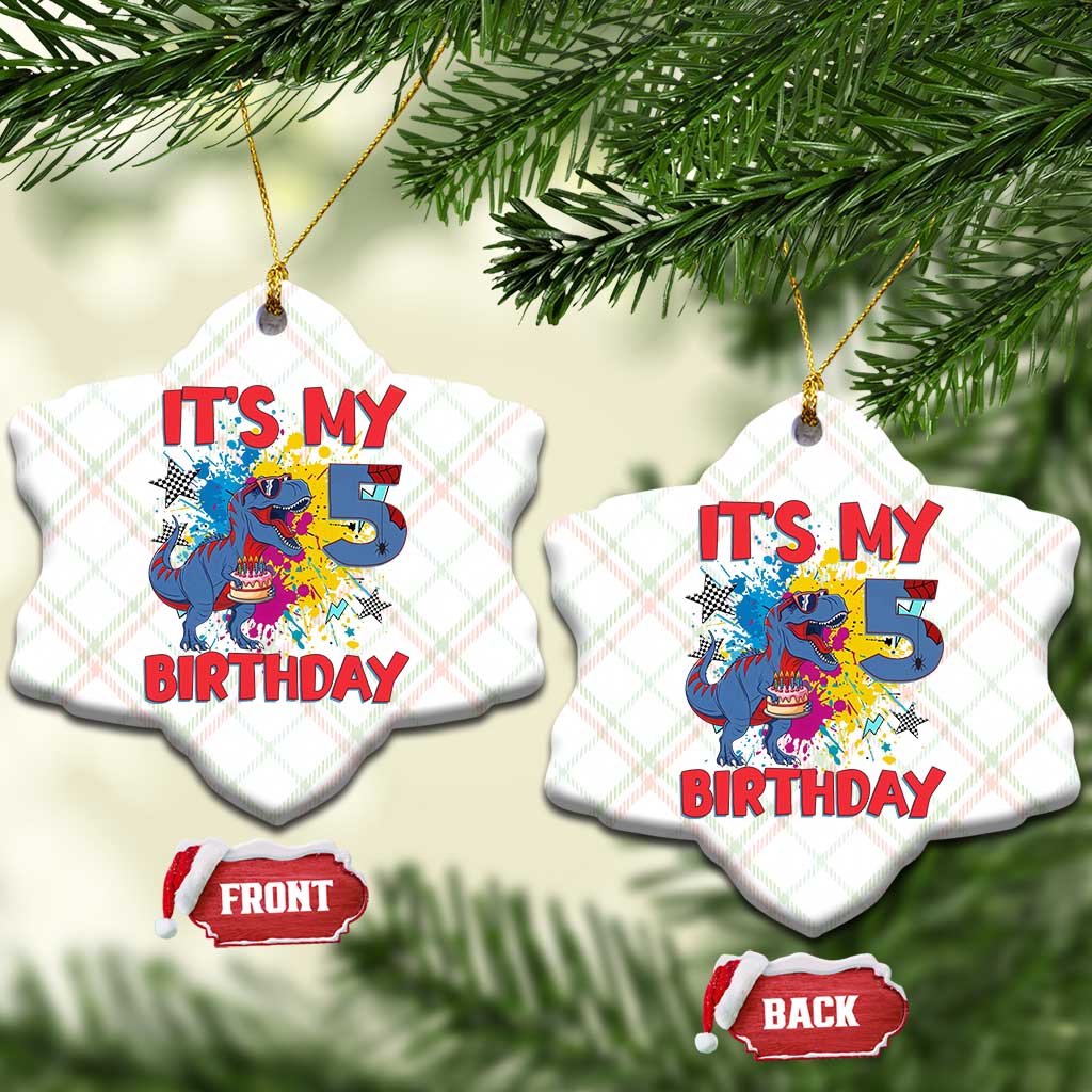 Dino Spider Its My 5th Birthday Ceramic Ornament Dinosaur Gift For Boys TS12 Print Your Wear