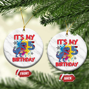 Dino Spider Its My 5th Birthday Ceramic Ornament Dinosaur Gift For Boys TS12 1pc White Marble Print Your Wear