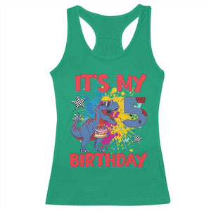 Dino Spider Its My 5th Birthday Racerback Tank Top Dinosaur Gift For Boys TS12 Irish Green Print Your Wear