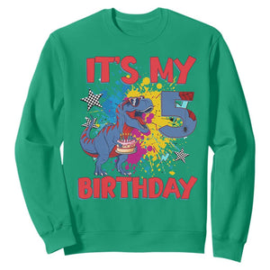 Dino Spider Its My 5th Birthday Sweatshirt Dinosaur Gift For Boys TS12 Irish Green Print Your Wear