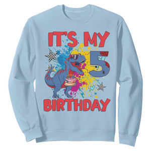 Dino Spider Its My 5th Birthday Sweatshirt Dinosaur Gift For Boys TS12 Light Blue Print Your Wear