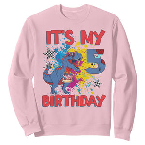 Dino Spider Its My 5th Birthday Sweatshirt Dinosaur Gift For Boys TS12 Light Pink Print Your Wear