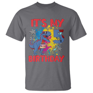 Dino Spider Its My 5th Birthday T Shirt Dinosaur Gift For Boys TS12 Charcoal Print Your Wear