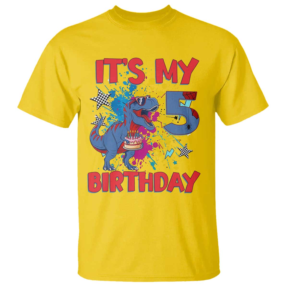 Dino Spider Its My 5th Birthday T Shirt Dinosaur Gift For Boys TS12 Daisy Print Your Wear