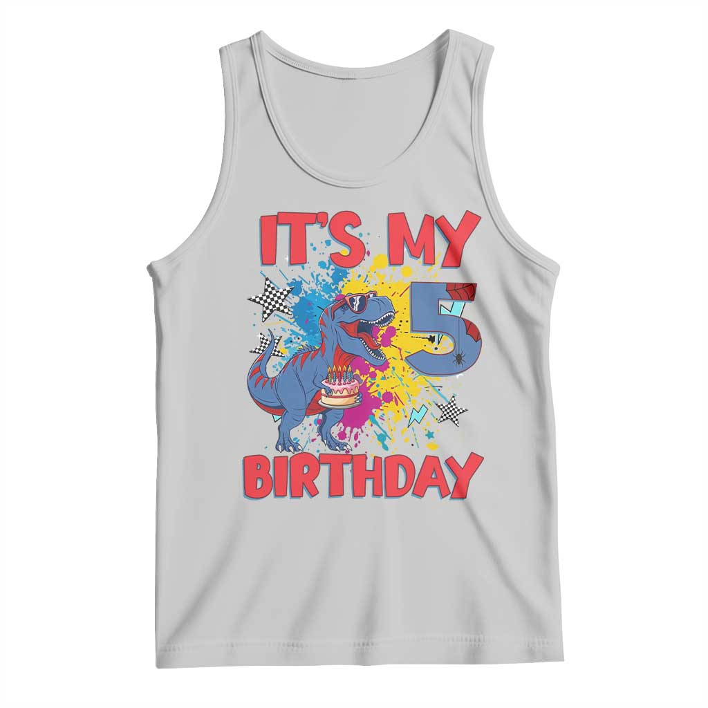 Dino Spider Its My 5th Birthday Tank Top Dinosaur Gift For Boys TS12 Ash Print Your Wear