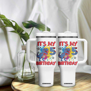 Dino Spider Its My 5th Birthday Tumbler With Handle Dinosaur Gift For Boys TS12 Print Your Wear
