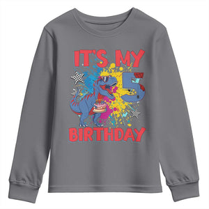 Dino Spider Its My 5th Birthday Youth Sweatshirt Dinosaur Gift For Boys TS12 Charcoal Print Your Wear