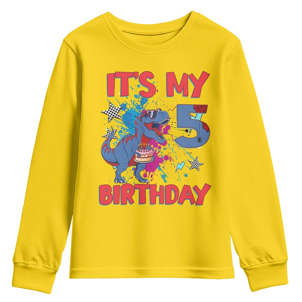 Dino Spider Its My 5th Birthday Youth Sweatshirt Dinosaur Gift For Boys TS12 Daisy Print Your Wear