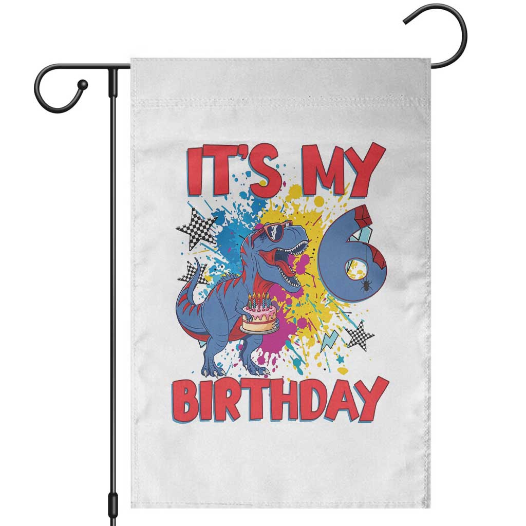 Dino Spider Its My 6th Birthday Garden Flag Dinosaur Gift For Boys TS12 White Print Your Wear