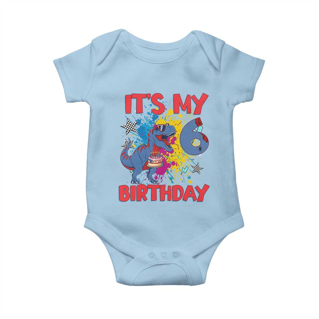 Dino Spider Its My 6th Birthday Baby Onesie Dinosaur Gift For Boys TS12 Light Blue Print Your Wear