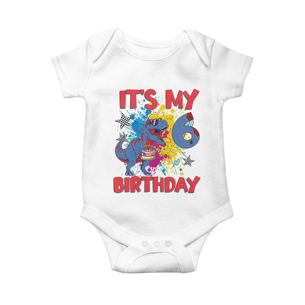 Dino Spider Its My 6th Birthday Baby Onesie Dinosaur Gift For Boys TS12 White Print Your Wear
