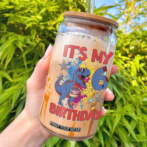 Dino Spider Its My 6th Birthday Glass Can Dinosaur Gift For Boys TS12 White Print Your Wear