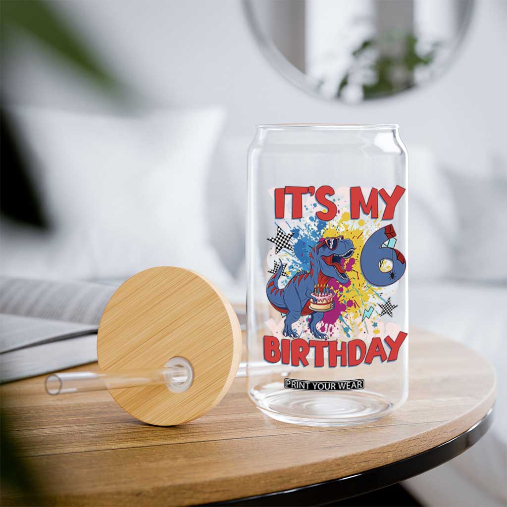 Dino Spider Its My 6th Birthday Glass Can Dinosaur Gift For Boys TS12 Print Your Wear