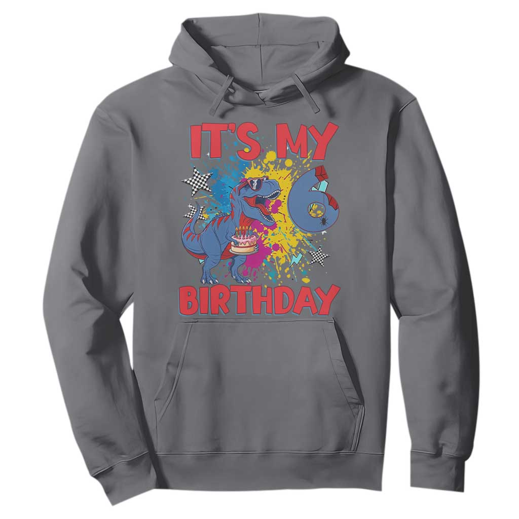 Dino Spider Its My 6th Birthday Hoodie Dinosaur Gift For Boys TS12 Charcoal Print Your Wear