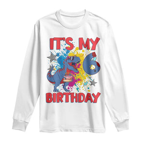 Dino Spider Its My 6th Birthday Long Sleeve Shirt Dinosaur Gift For Boys TS12 White Print Your Wear