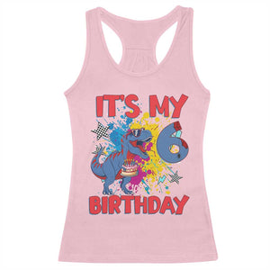 Dino Spider Its My 6th Birthday Racerback Tank Top Dinosaur Gift For Boys TS12 Light Pink Print Your Wear