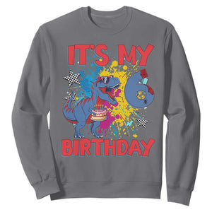 Dino Spider Its My 6th Birthday Sweatshirt Dinosaur Gift For Boys TS12 Charcoal Print Your Wear