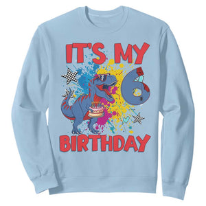 Dino Spider Its My 6th Birthday Sweatshirt Dinosaur Gift For Boys TS12 Light Blue Print Your Wear