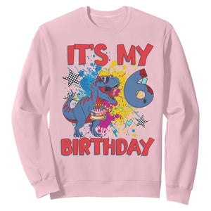 Dino Spider Its My 6th Birthday Sweatshirt Dinosaur Gift For Boys TS12 Light Pink Print Your Wear