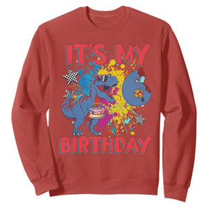 Dino Spider Its My 6th Birthday Sweatshirt Dinosaur Gift For Boys TS12 Red Print Your Wear