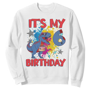 Dino Spider Its My 6th Birthday Sweatshirt Dinosaur Gift For Boys TS12 White Print Your Wear