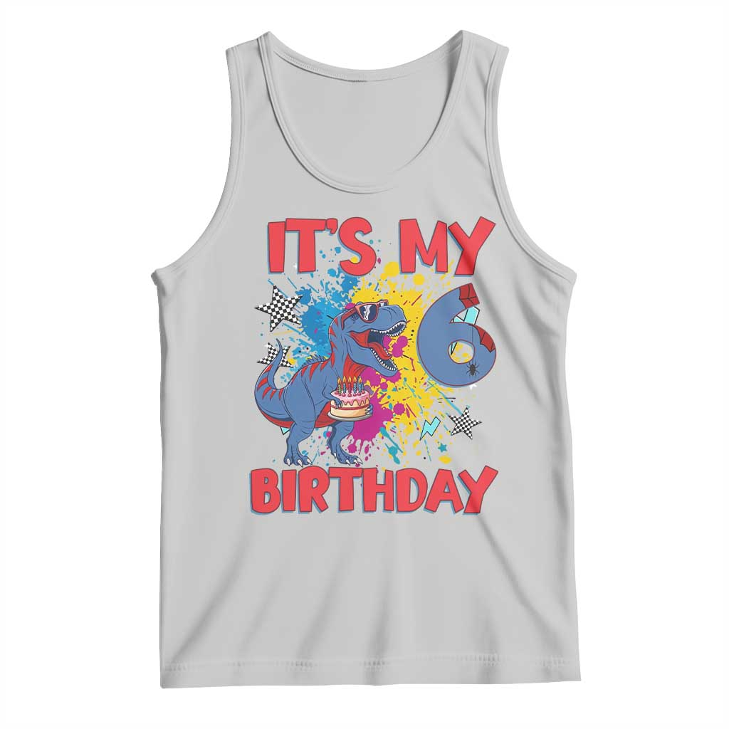 Dino Spider Its My 6th Birthday Tank Top Dinosaur Gift For Boys TS12 Ash Print Your Wear