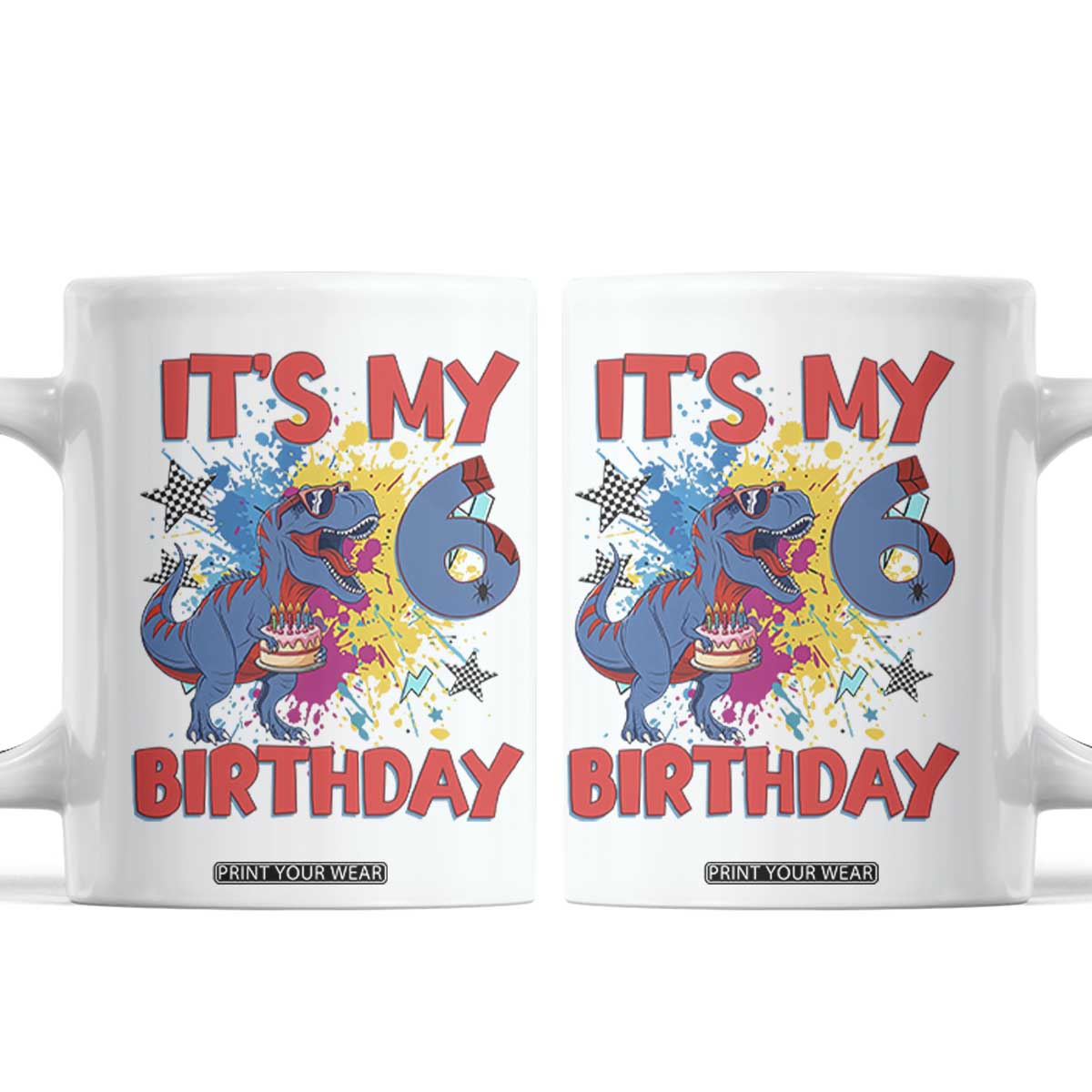 Dino Spider Its My 6th Birthday Coffee Mug Dinosaur Gift For Boys TS12 White Print Your Wear