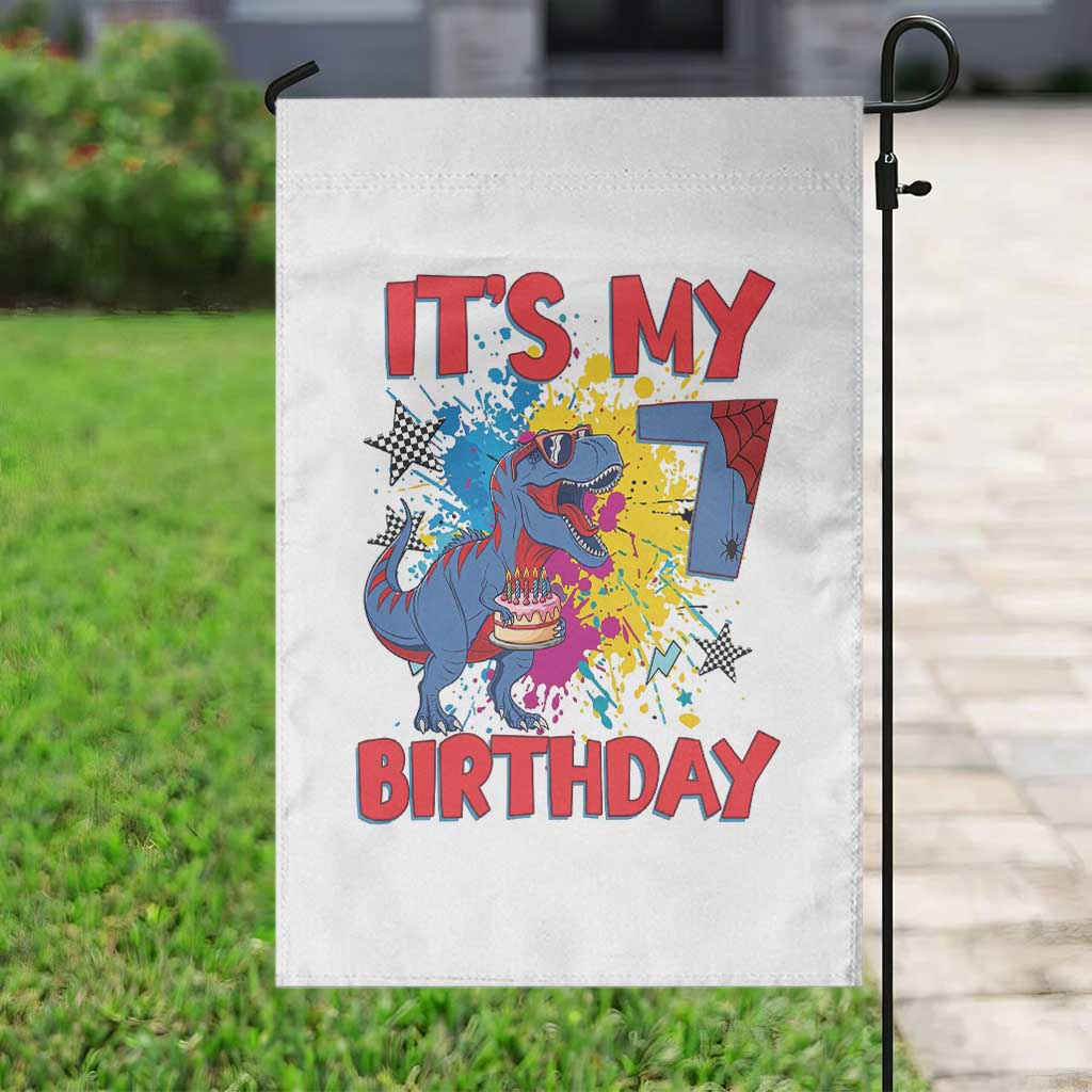 Dino Spider Its My 7th Birthday Garden Flag Dinosaur Gift For Boys TS12 Print Your Wear