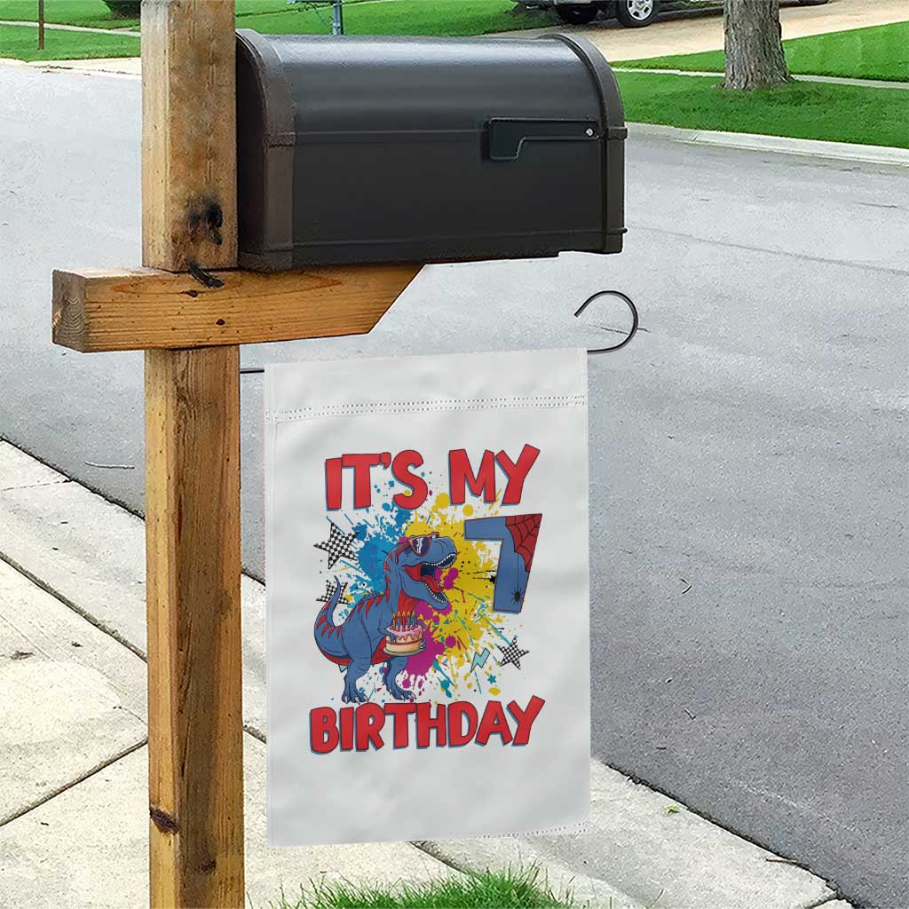Dino Spider Its My 7th Birthday Garden Flag Dinosaur Gift For Boys TS12 Print Your Wear