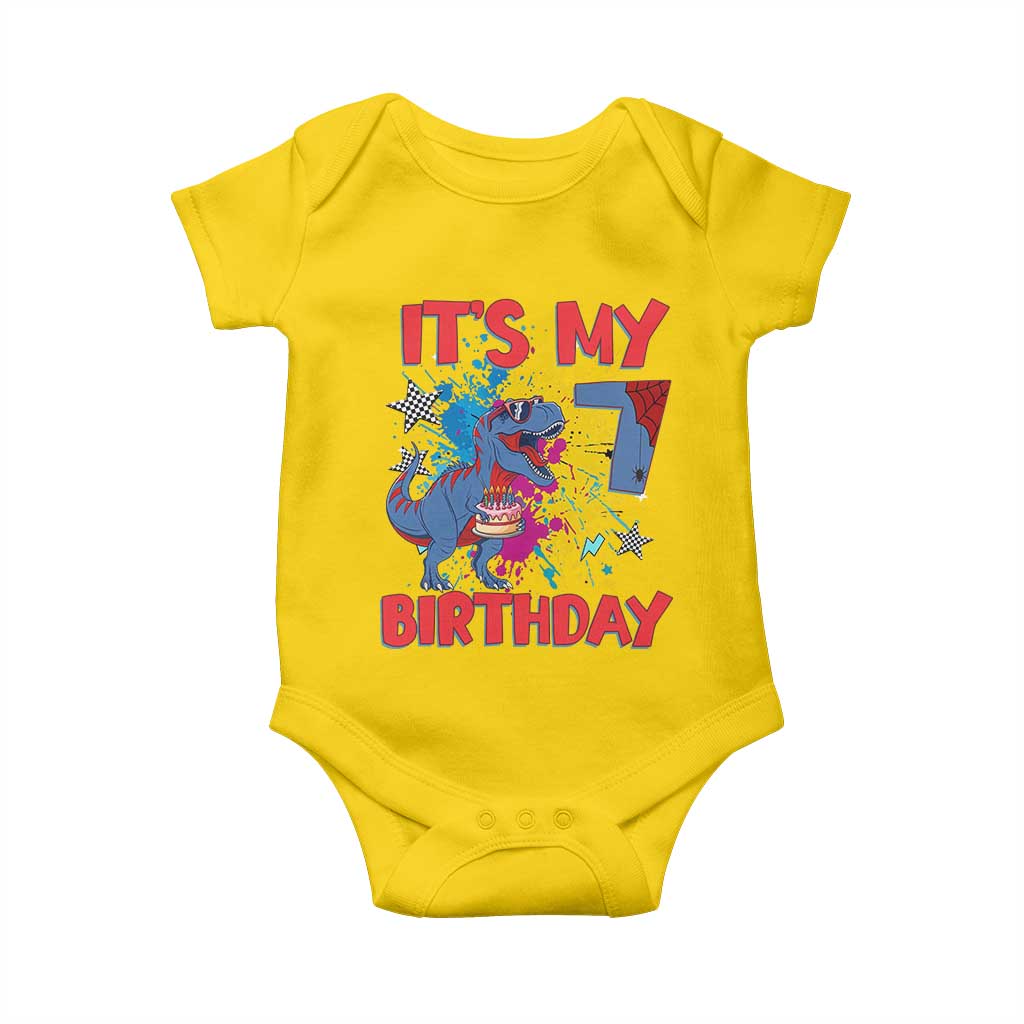 Dino Spider Its My 7th Birthday Baby Onesie Dinosaur Gift For Boys TS12 Daisy Print Your Wear