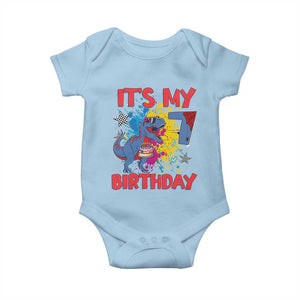 Dino Spider Its My 7th Birthday Baby Onesie Dinosaur Gift For Boys TS12 Light Blue Print Your Wear