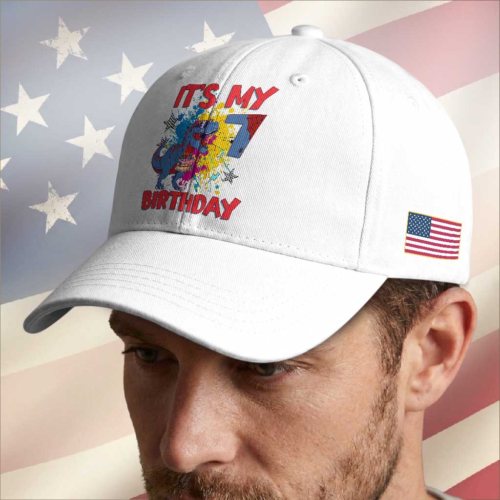 Dino Spider Its My 7th Birthday Baseball Cap Dinosaur Gift For Boys TS12 Print Your Wear