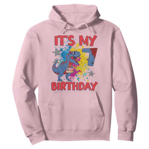Dino Spider Its My 7th Birthday Hoodie Dinosaur Gift For Boys TS12 Light Pink Print Your Wear