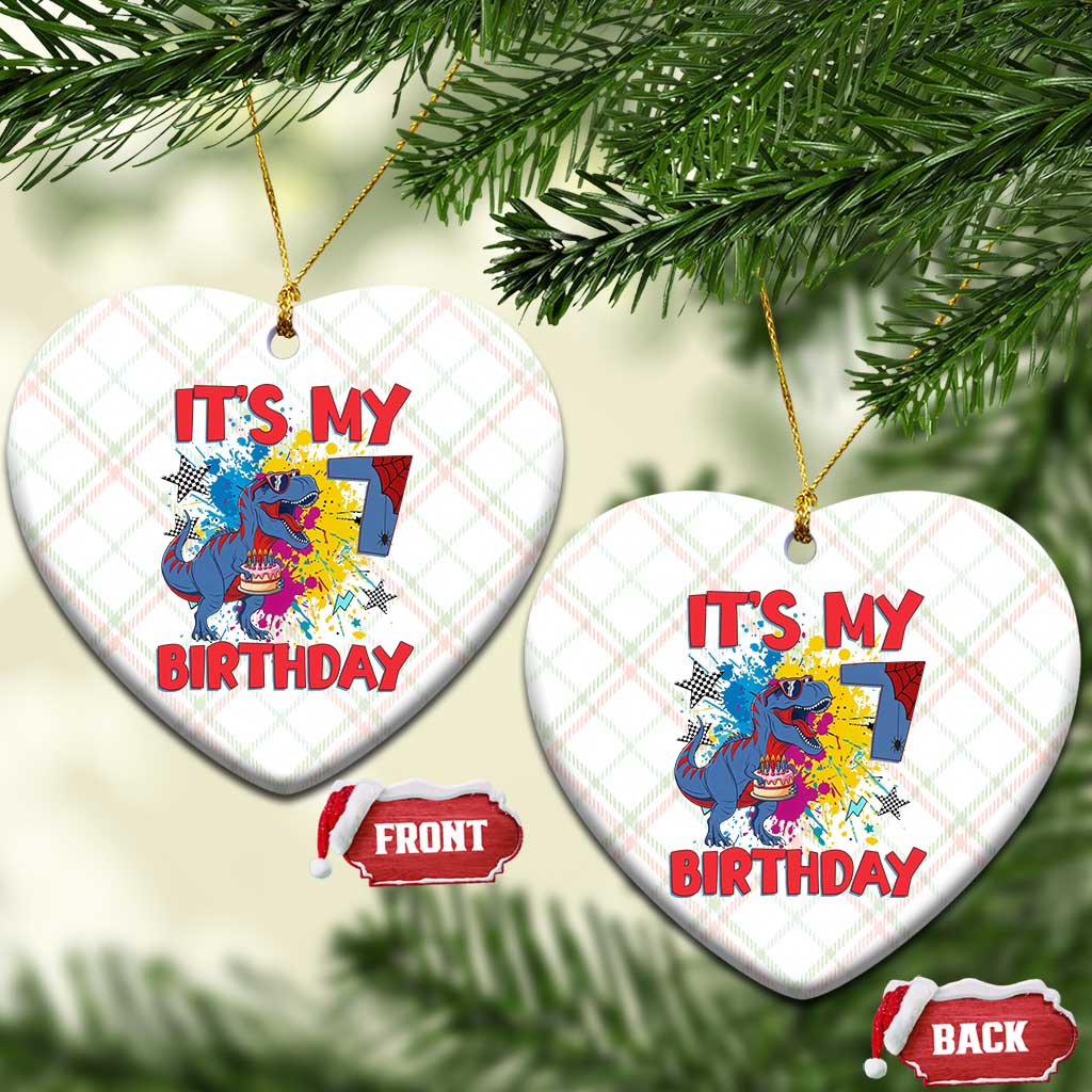 Dino Spider Its My 7th Birthday Ceramic Ornament Dinosaur Gift For Boys TS12 Print Your Wear