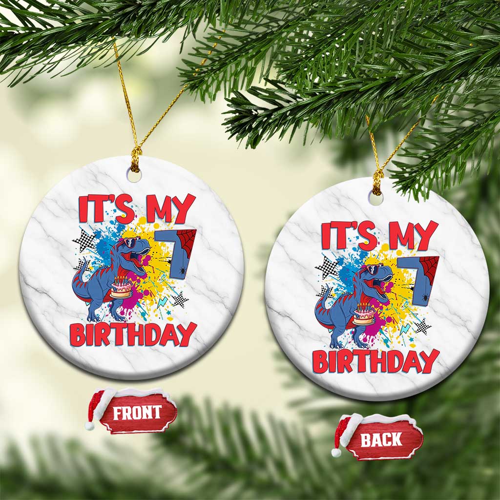 Dino Spider Its My 7th Birthday Ceramic Ornament Dinosaur Gift For Boys TS12 1pc White Marble Print Your Wear