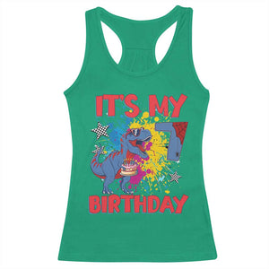 Dino Spider Its My 7th Birthday Racerback Tank Top Dinosaur Gift For Boys TS12 Irish Green Print Your Wear