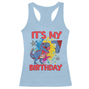 Dino Spider Its My 7th Birthday Racerback Tank Top Dinosaur Gift For Boys TS12 Light Blue Print Your Wear