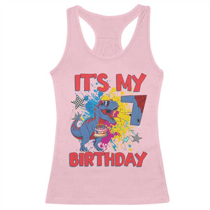 Dino Spider Its My 7th Birthday Racerback Tank Top Dinosaur Gift For Boys TS12 Light Pink Print Your Wear