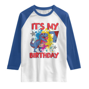 Dino Spider Its My 7th Birthday Raglan Shirt Dinosaur Gift For Boys TS12 White Royal Print Your Wear