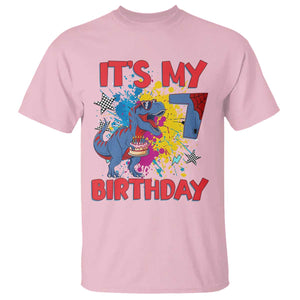 Dino Spider Its My 7th Birthday T Shirt Dinosaur Gift For Boys TS12 Light Pink Print Your Wear