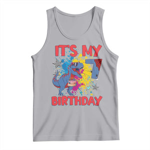 Dino Spider Its My 7th Birthday Tank Top Dinosaur Gift For Boys TS12 Athletic Heather Print Your Wear