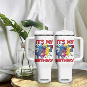 Dino Spider Its My 7th Birthday Tumbler With Handle Dinosaur Gift For Boys TS12 Print Your Wear