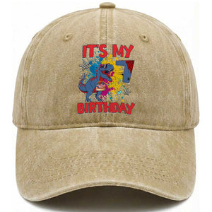 Dino Spider Its My 7th Birthday Washed Cotton Baseball Cap Dinosaur Gift For Boys TS12 Print Your Wear