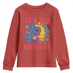 Dino Spider Its My 7th Birthday Youth Sweatshirt Dinosaur Gift For Boys TS12 Red Print Your Wear