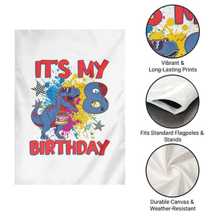 Dino Spider Its My 8th Birthday Garden Flag Dinosaur Gift For Boys TS12 Print Your Wear