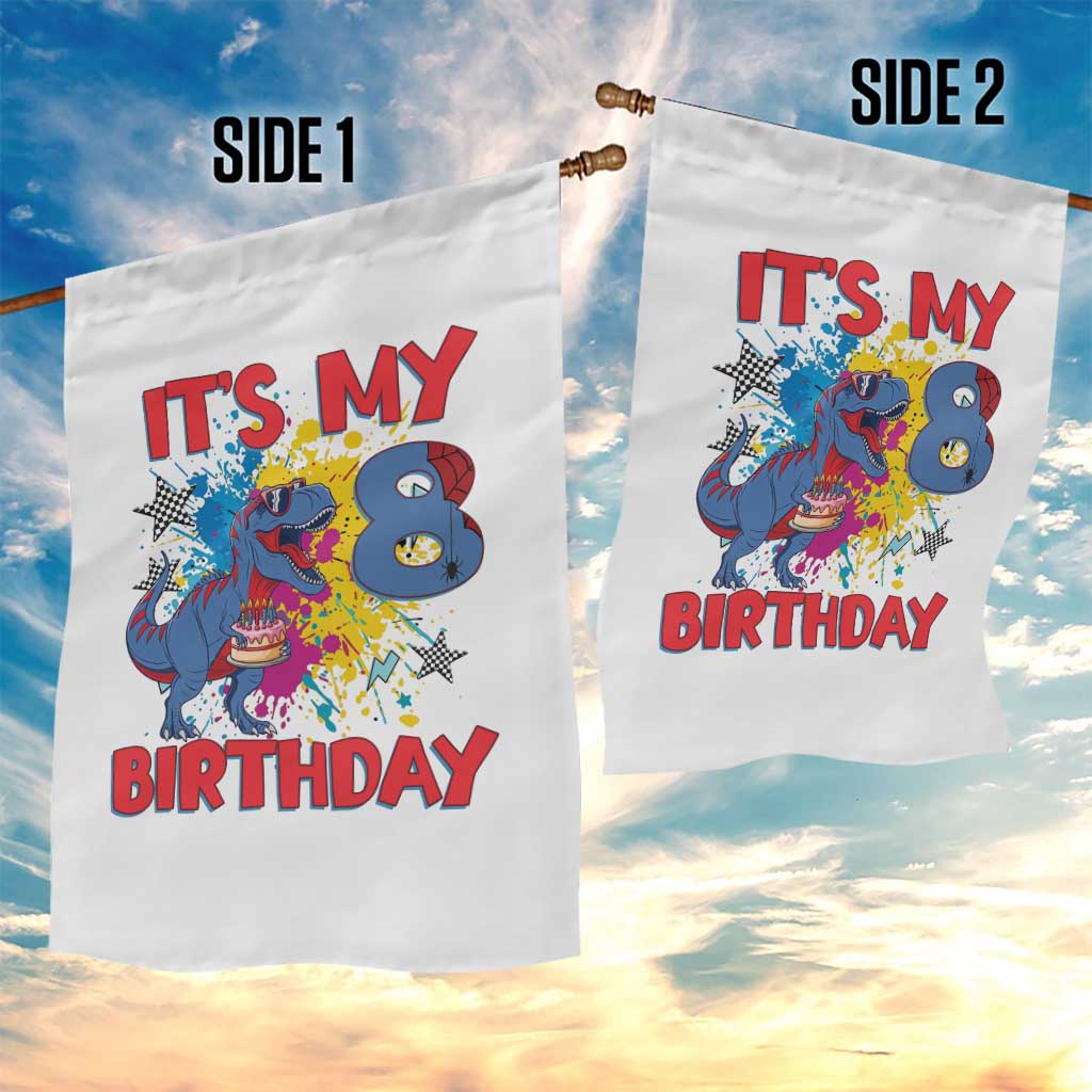 Dino Spider Its My 8th Birthday Garden Flag Dinosaur Gift For Boys TS12 Print Your Wear