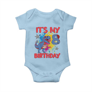 Dino Spider Its My 8th Birthday Baby Onesie Dinosaur Gift For Boys TS12 Light Blue Print Your Wear