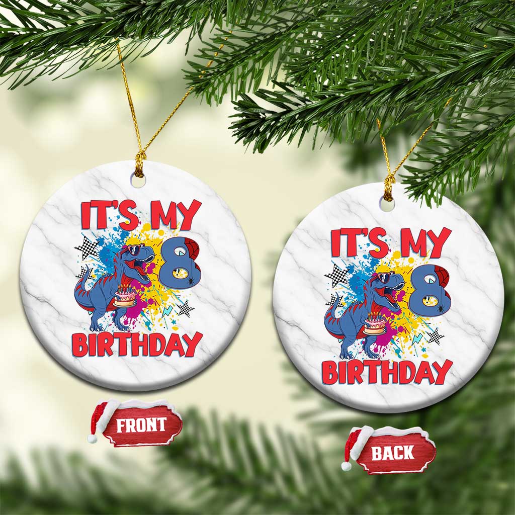 Dino Spider Its My 8th Birthday Ceramic Ornament Dinosaur Gift For Boys TS12 1pc White Marble Print Your Wear