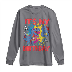 Dino Spider Its My 8th Birthday Long Sleeve Shirt Dinosaur Gift For Boys TS12 Charcoal Print Your Wear